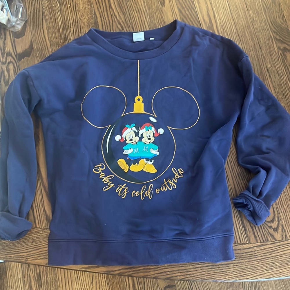Authentic Disney Merch Navy Oversized Winter Holiday Crew Neck